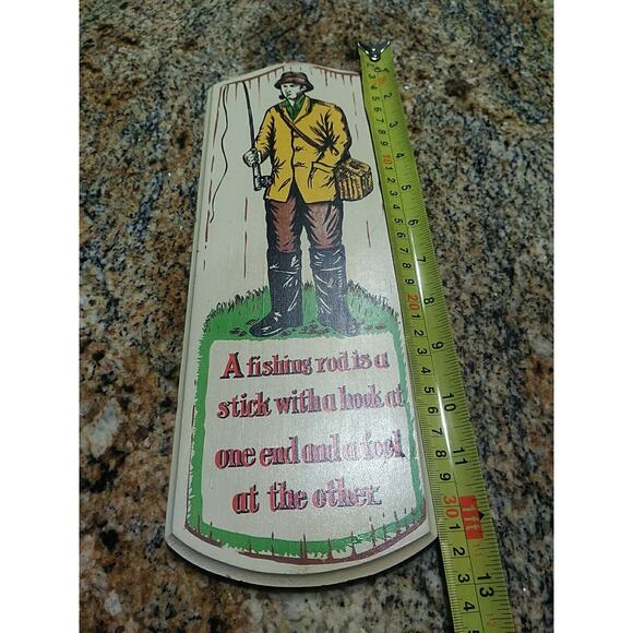 1950s Vintage V.G. Hand Painted Nautical Wood Fishing Sign Made in Japan - Picture 7 of 8